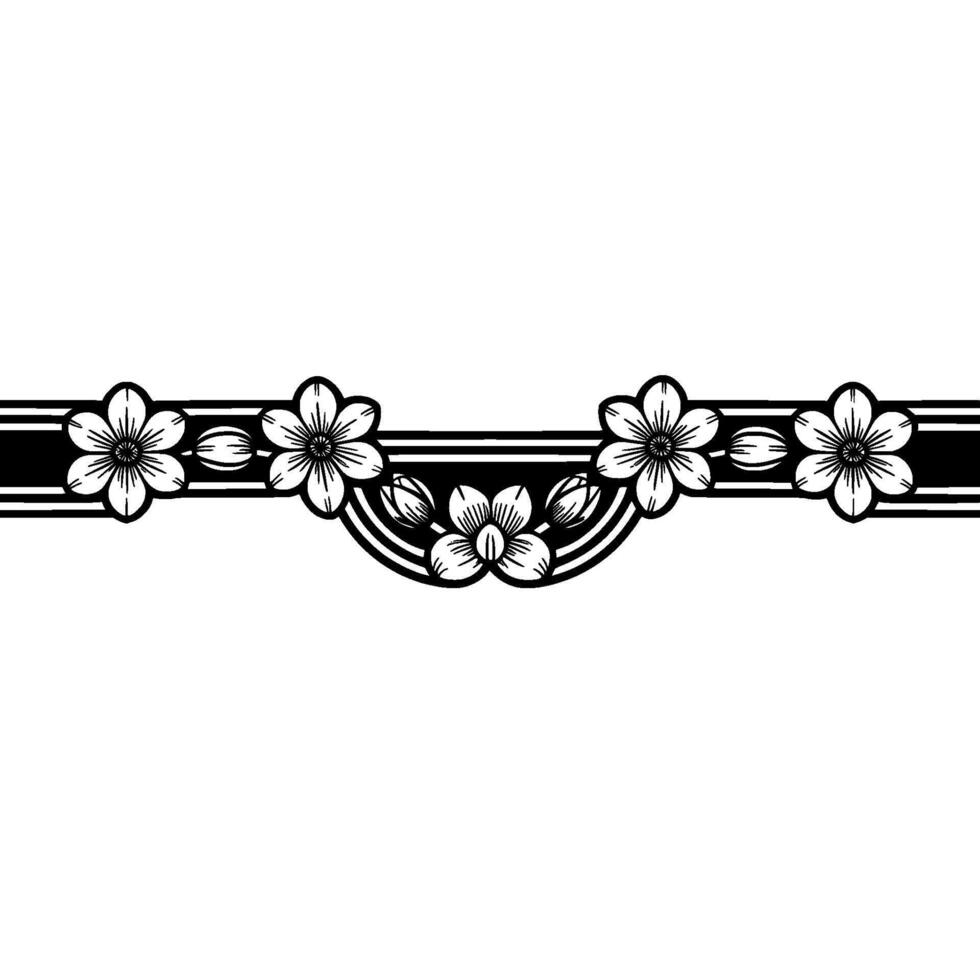 Floral Deco Border Elegant Black and White vector