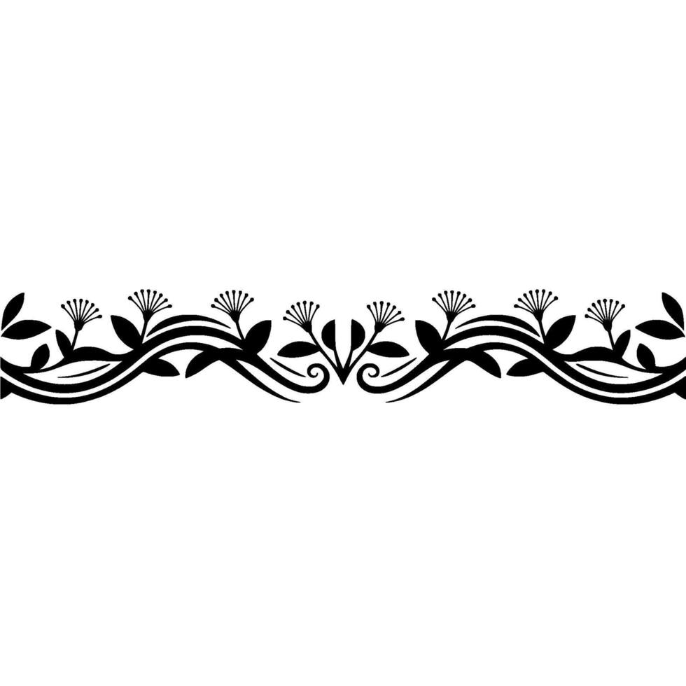 Elegant Black Floral Border, Vintage Style, Decorative Element vector