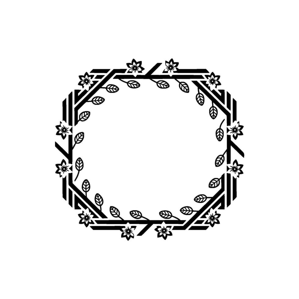 Elegant Floral Wreath Border, Minimalist - Botanical vector