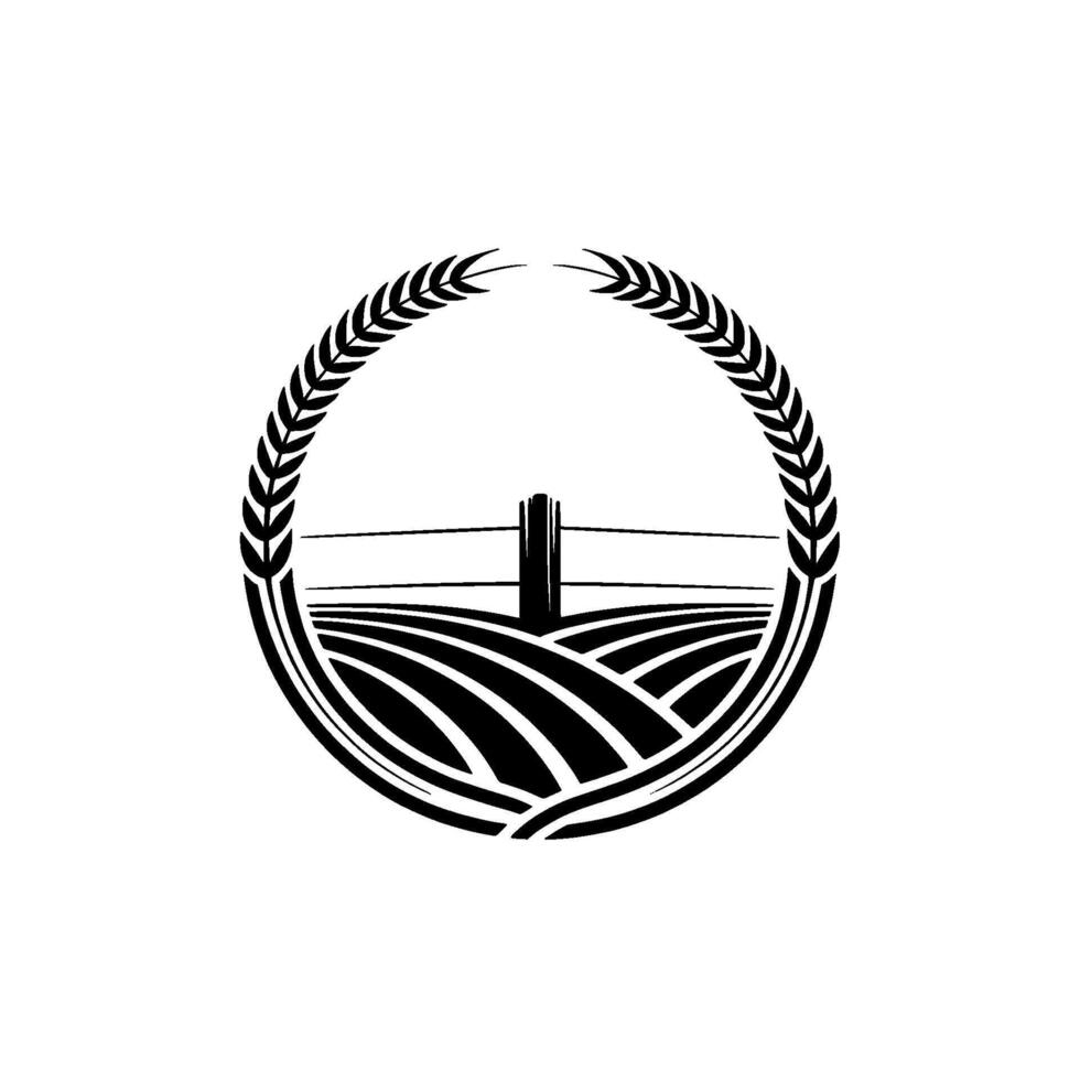 Rustic Harvest Emblem Agricultural Heritage Circular, Agriculture vector