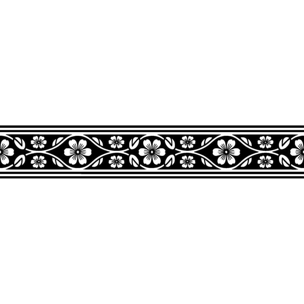 Elegant Floral Border, Vintage Style, Decorative Element - Detail vector