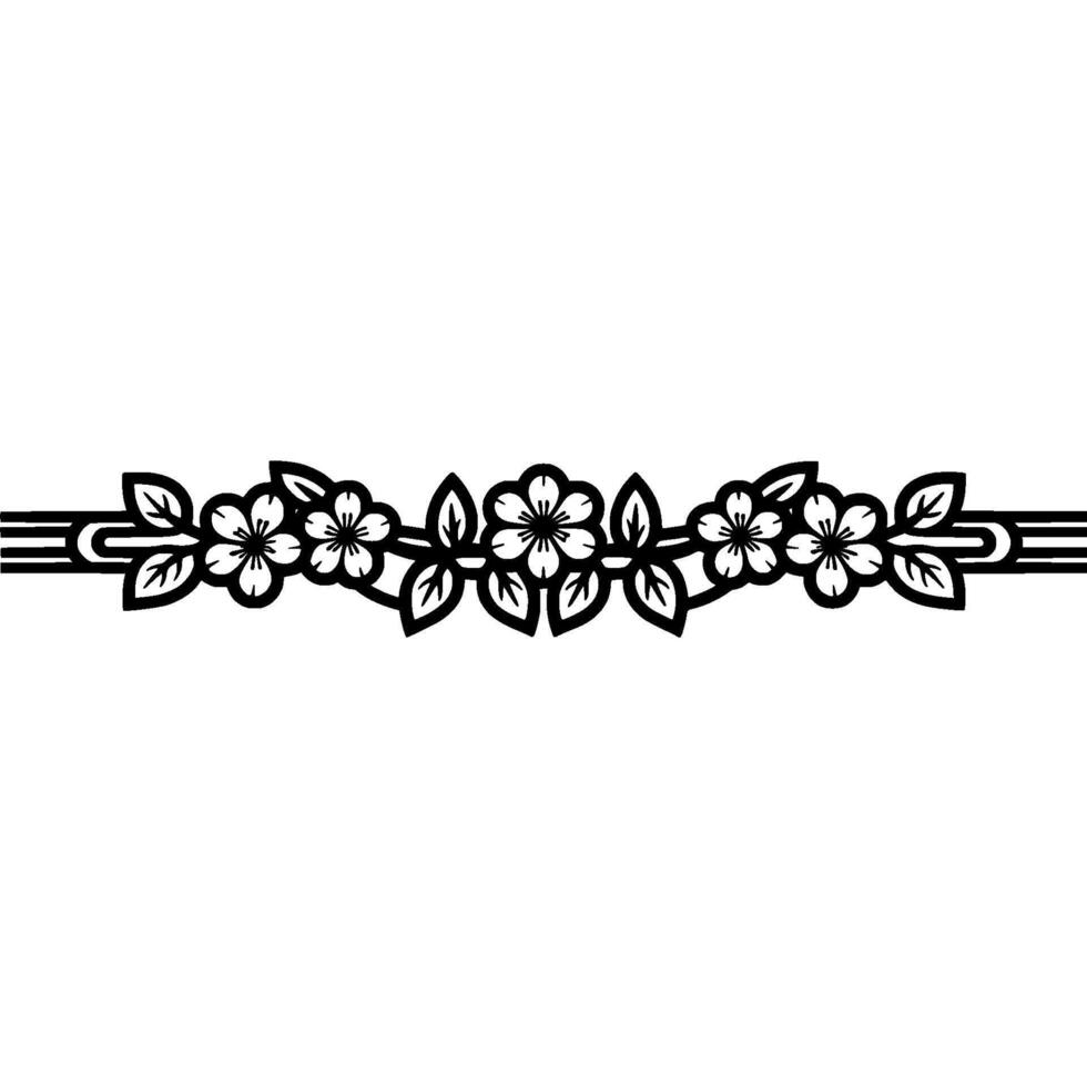 Elegant Floral Border, Minimalist - Line vector
