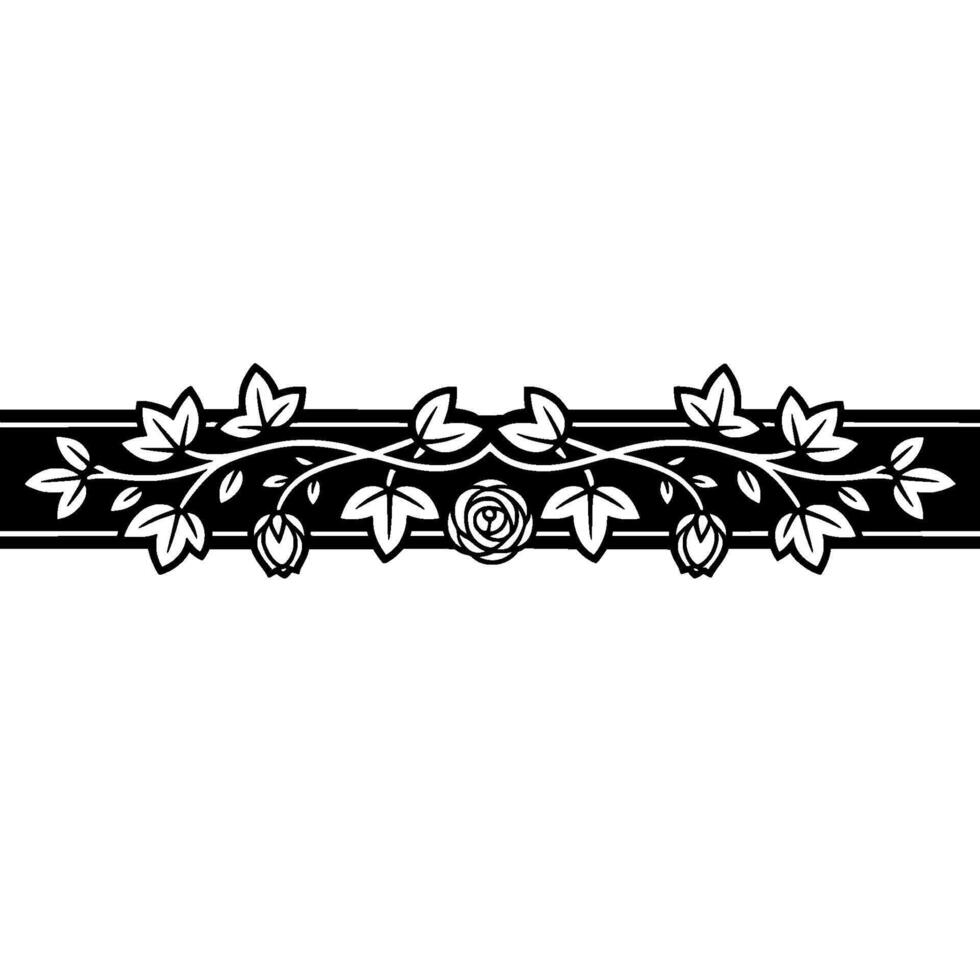 Elegant Floral Border, Vintage , Black and White, Rose vector