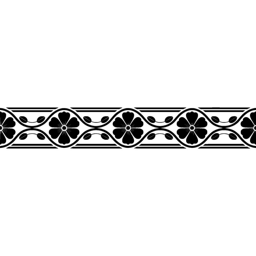 Elegant Floral Border, Art Deco Style, Ornament vector
