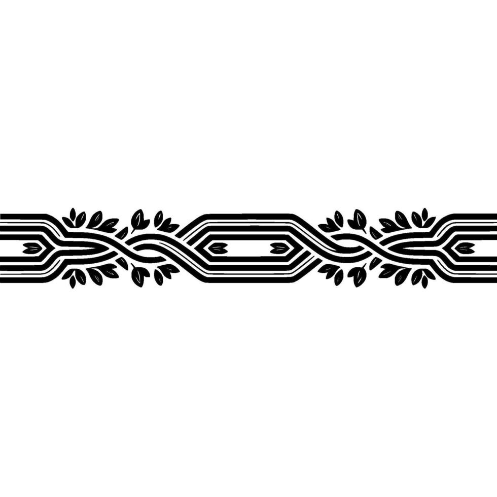 Art Deco Botanical Border, Elegant Line Art, Geometric vector