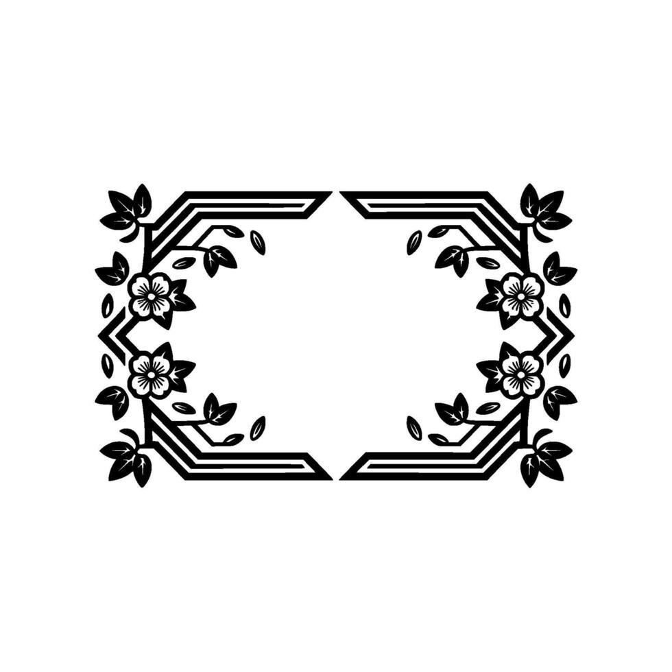 Elegant Floral Frame, Vintage Botanical - Outline vector