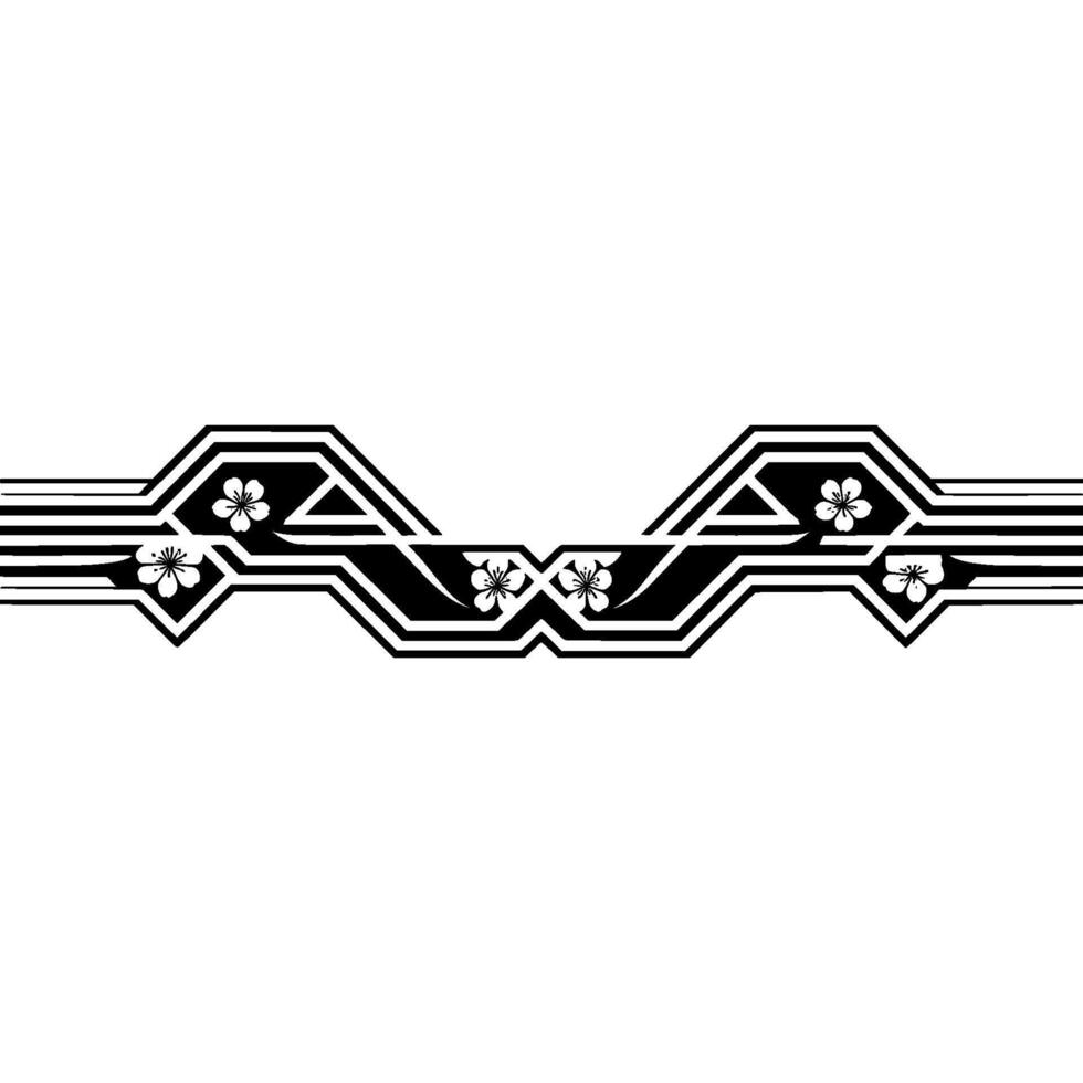Geometric Blossom Border, Japanese Art Deco Style vector