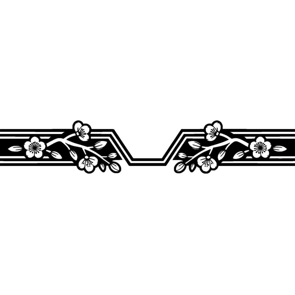 Elegant Japanese Branch Border, Black and White vector