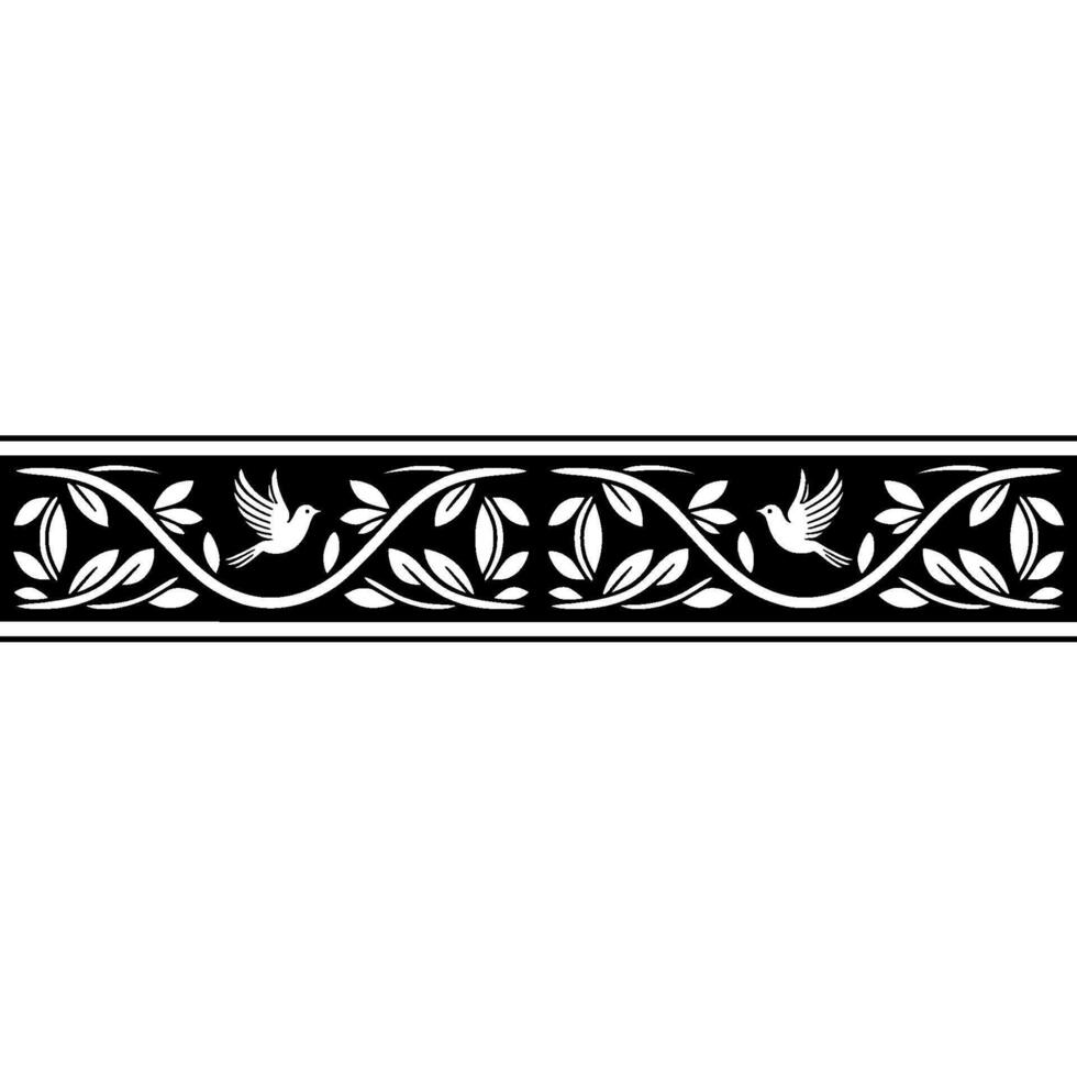 Elegant Black and White Bird Border, Art Deco Style vector