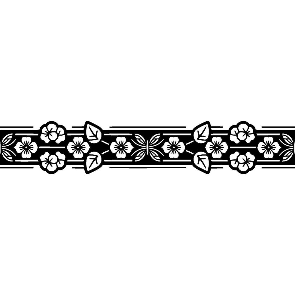 Japanese Sakura Border, Intricate Floral vector