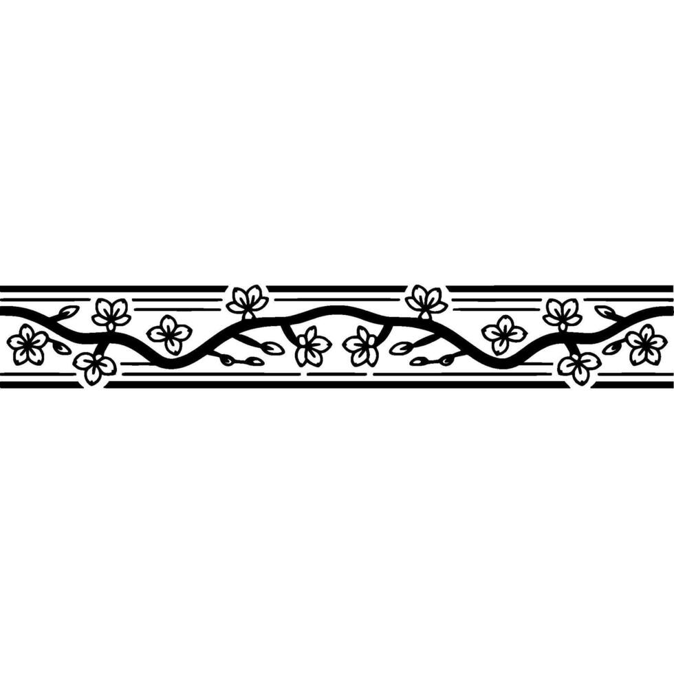 Elegant Sakura Border, Vintage Floral vector