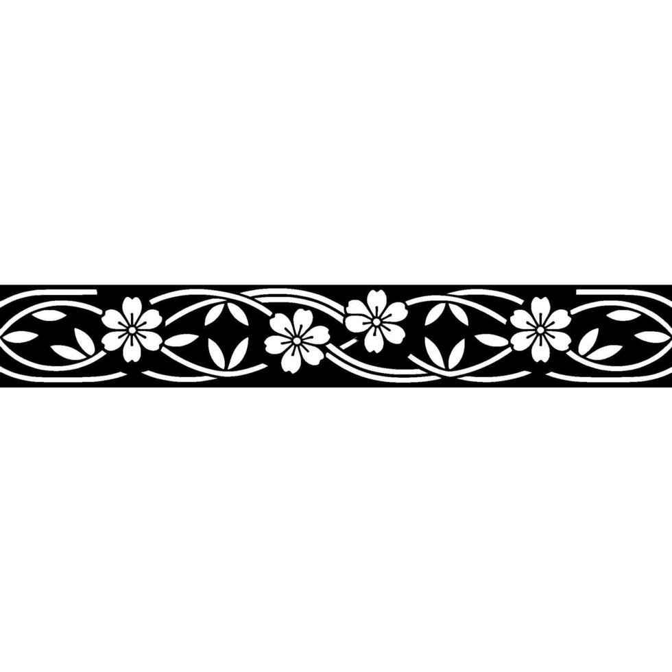 Elegant Japanese Sakura Border, Traditional, Blossom vector