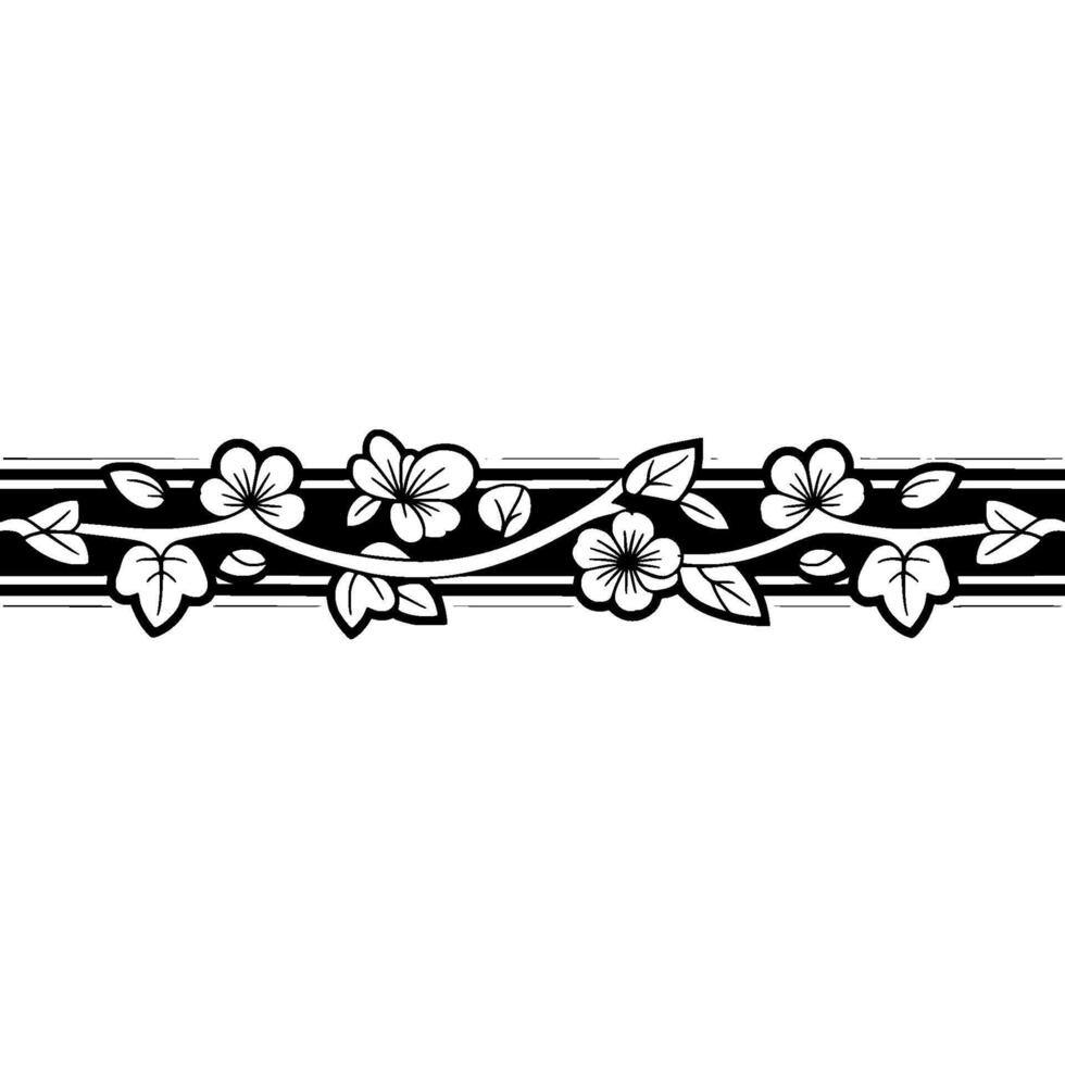 Elegant Floral Border, Japanese Style, Minimalist vector