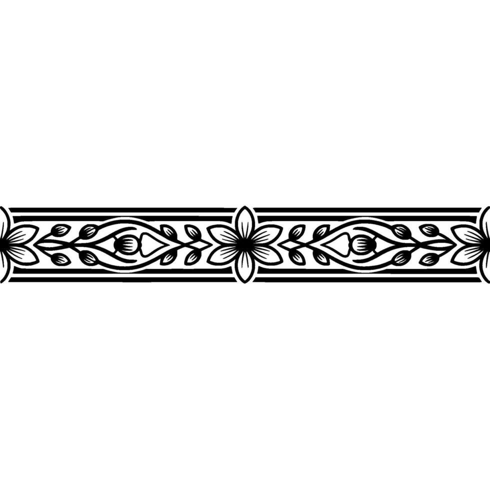 Elegant Black Floral Border, Vintage Element - Retro vector