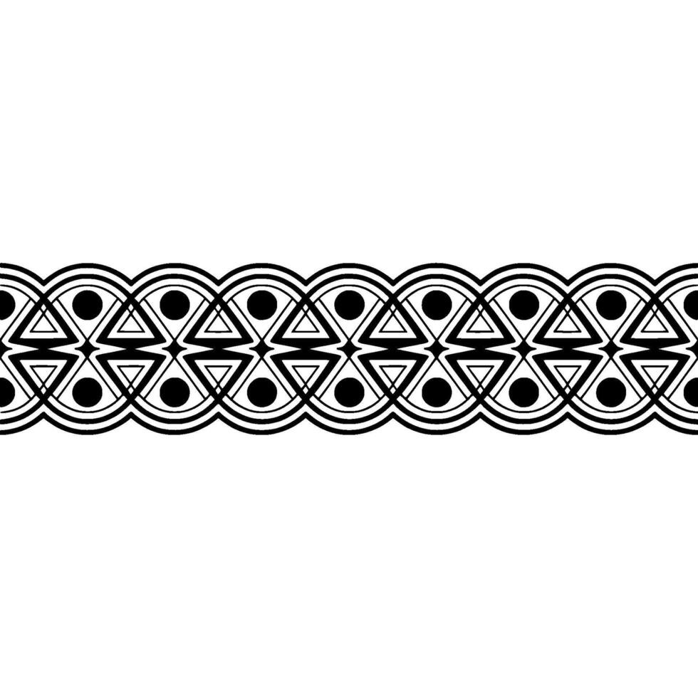 Geometric Deco Border, Stylized Black White Pattern, Repeating vector