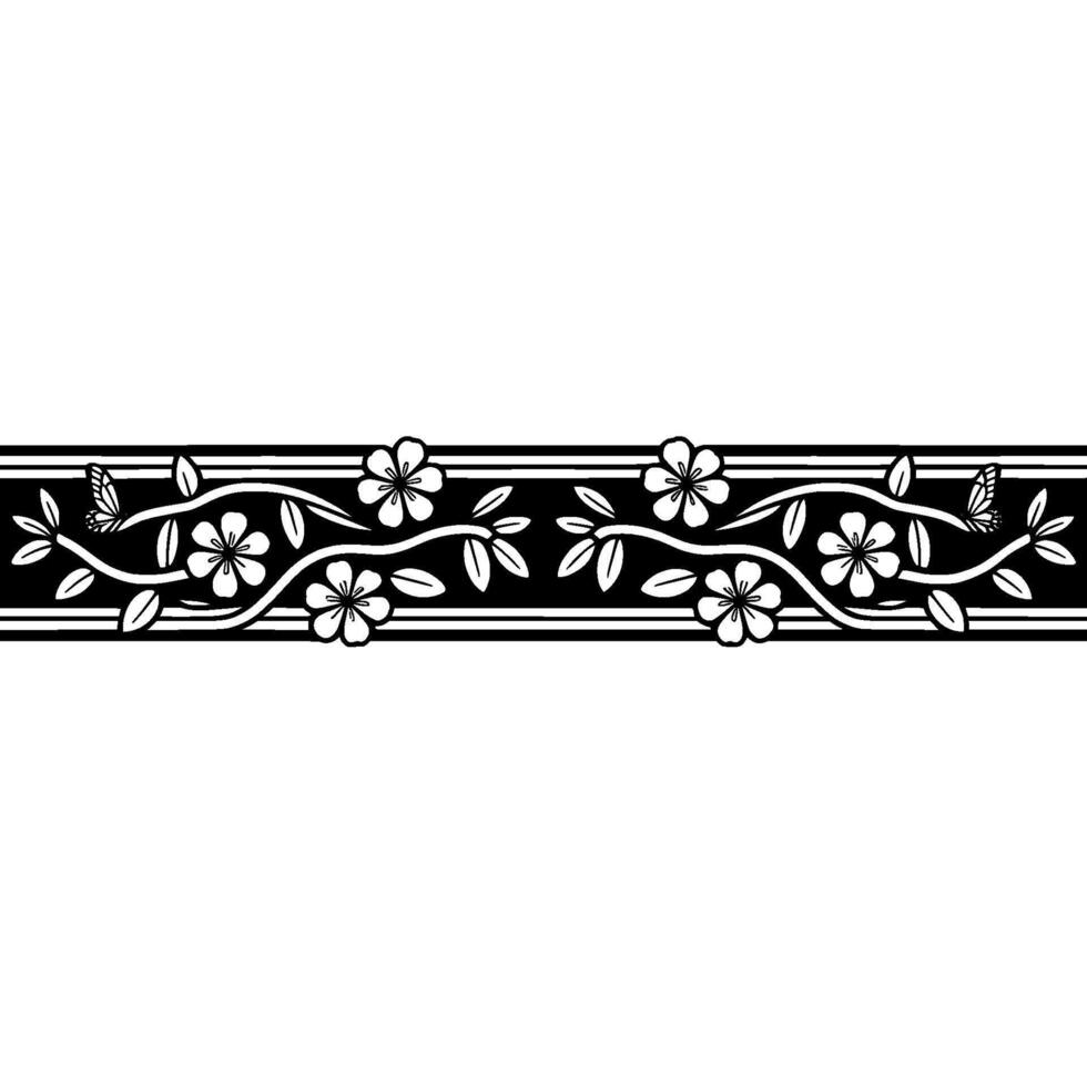 Elegant Botanical Border, Vintage Style, Butterfly vector