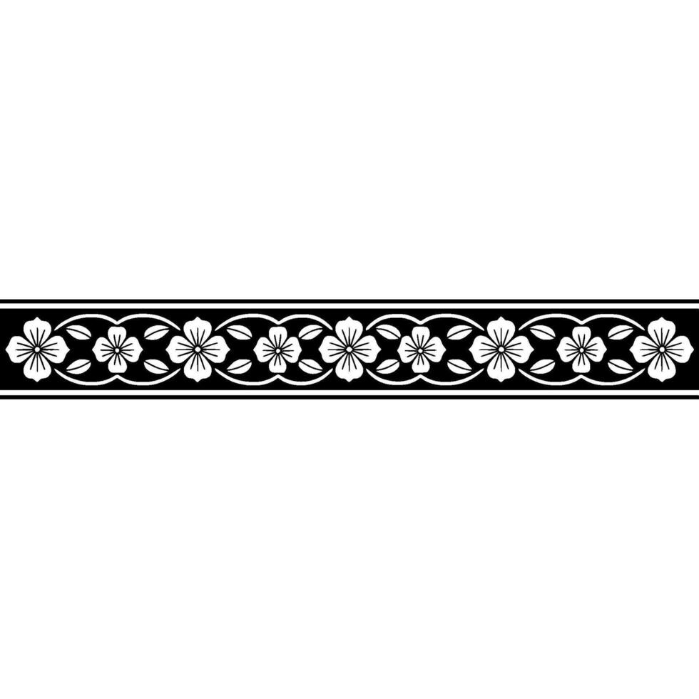 Elegant Japanese Floral Border, Minimalist, Pattern vector