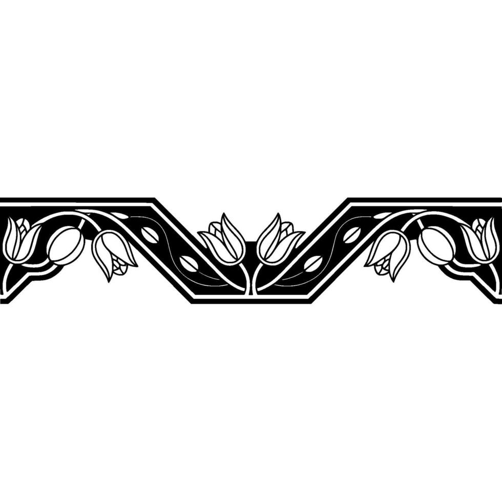 Art Nouveau Floral Border, Elegant , Black White vector