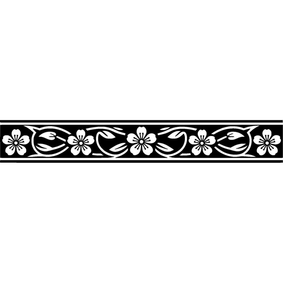 Elegant Japanese Blossom Border, Vintage, Sakura vector