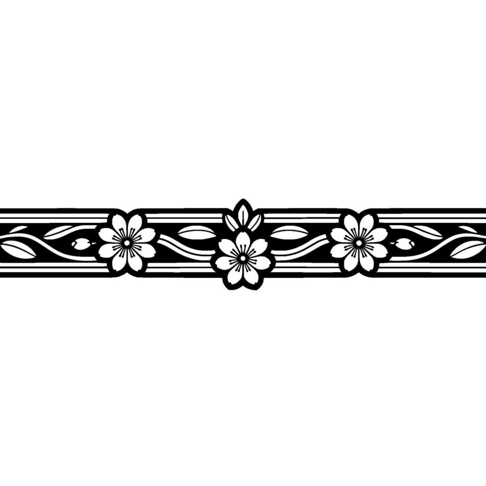 Elegant Floral Border, Japanese Motif, Vintage, Cherry vector