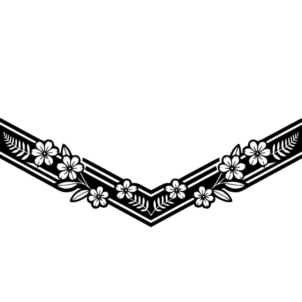 Floral Border, Stylized Black White, Vintage , Decorative Element vector