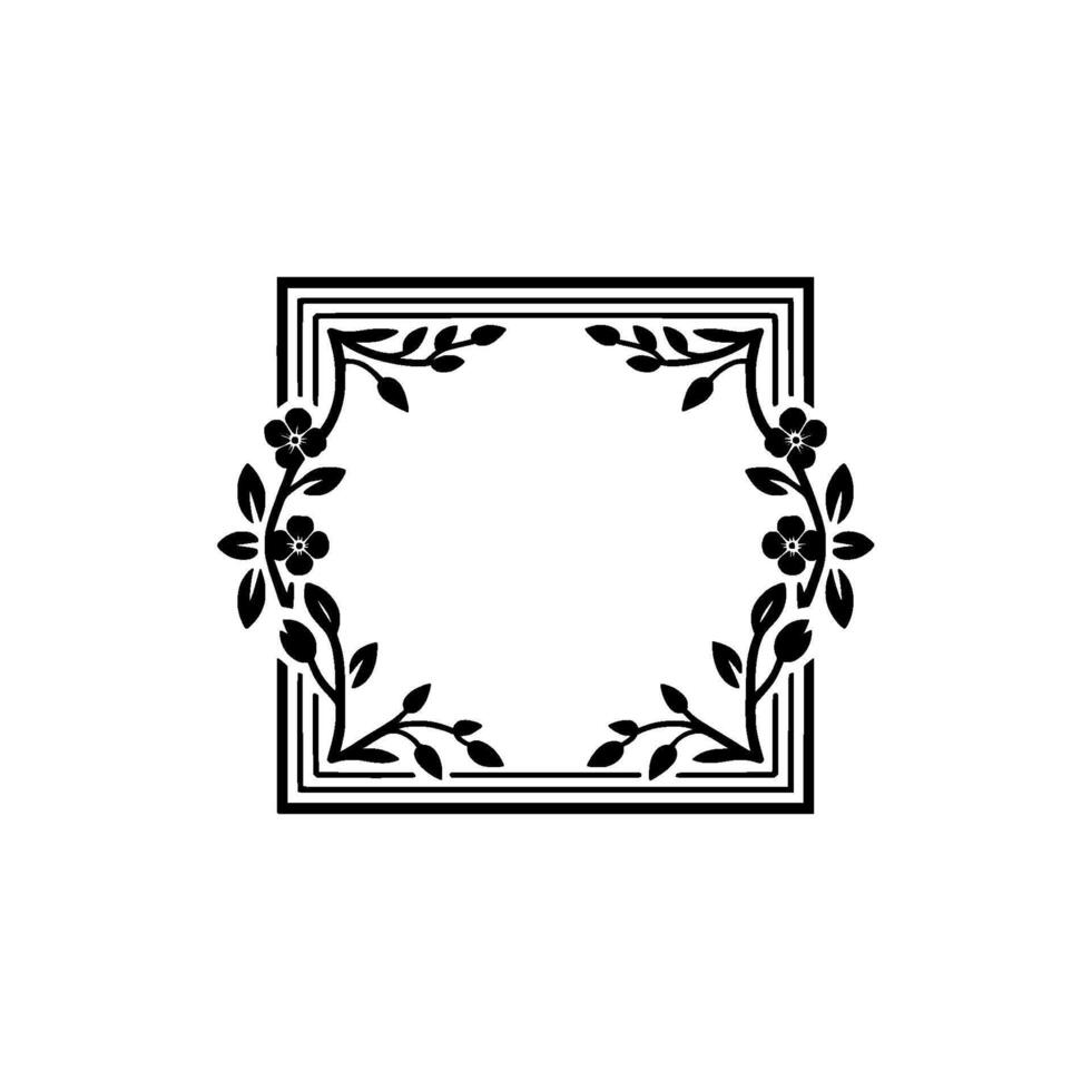 Elegant Floral Square Frame, Vintage , Minimalist Aesthetic, Botanical vector