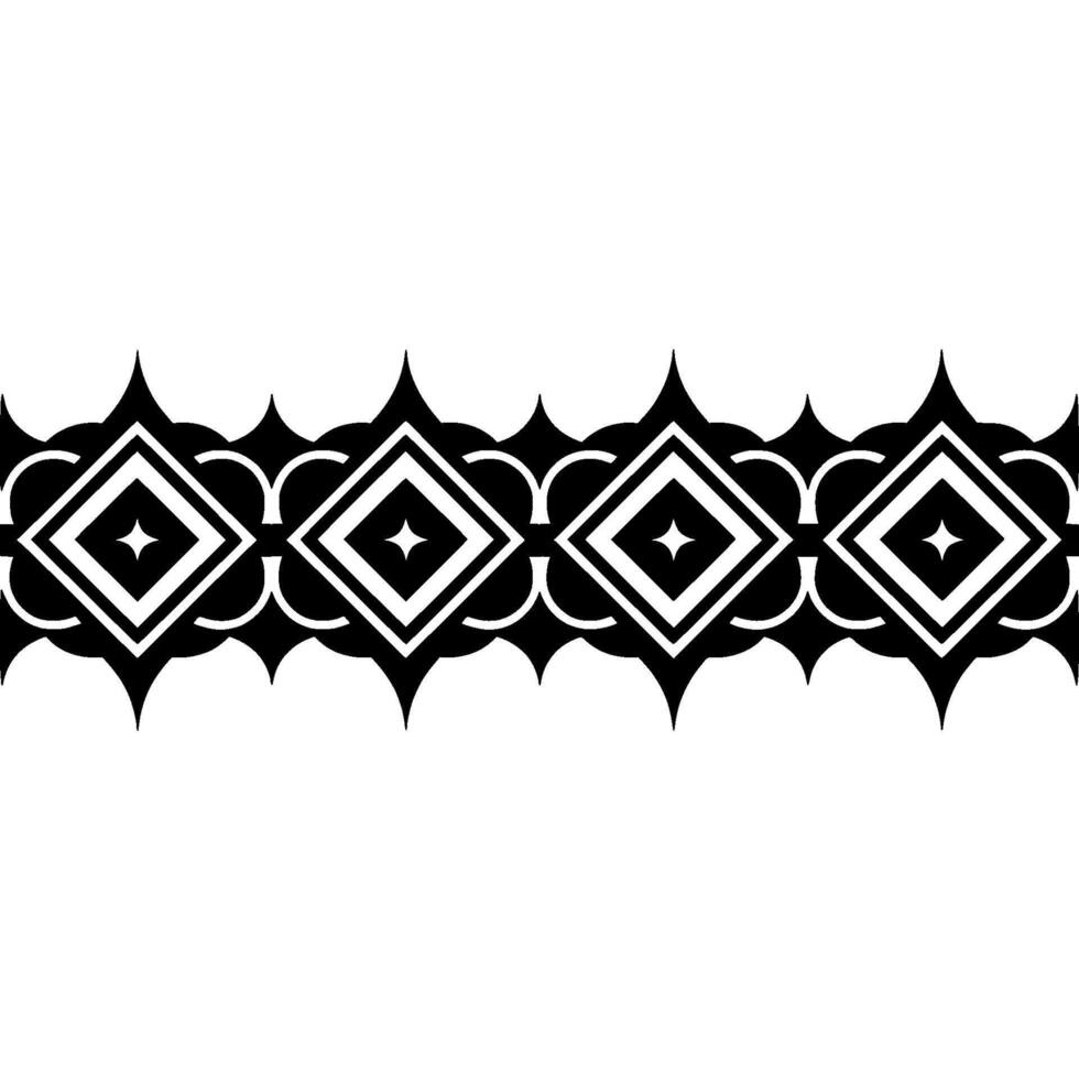 Geometric Tribal Border, Black and White, Stylized Pattern, Decorative vector