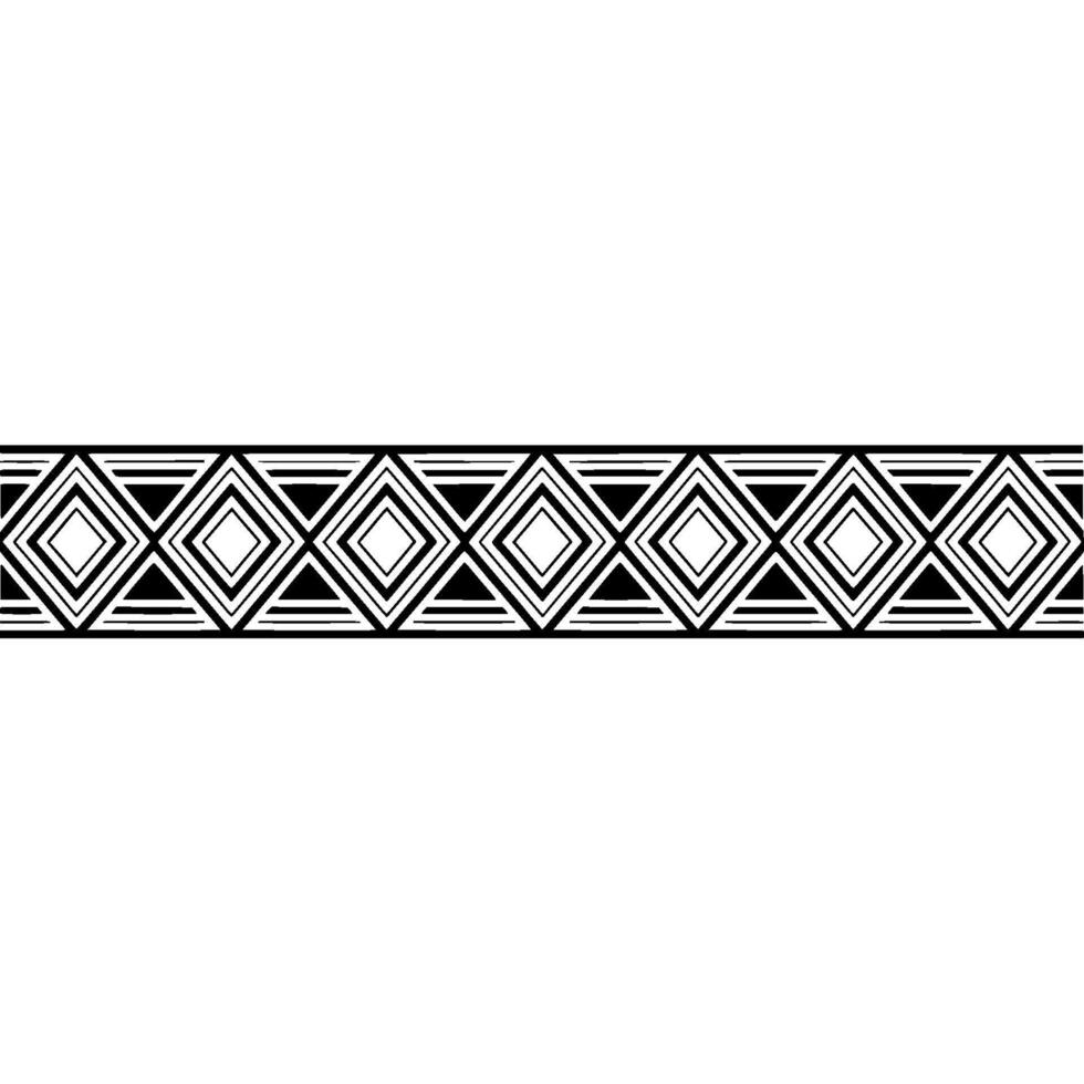 Geometric Deco Border Minimalist Black White Pattern, Linear vector