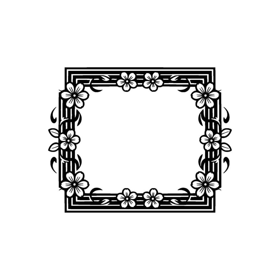 Elegant Floral Square Frame, Vintage - Decorative vector