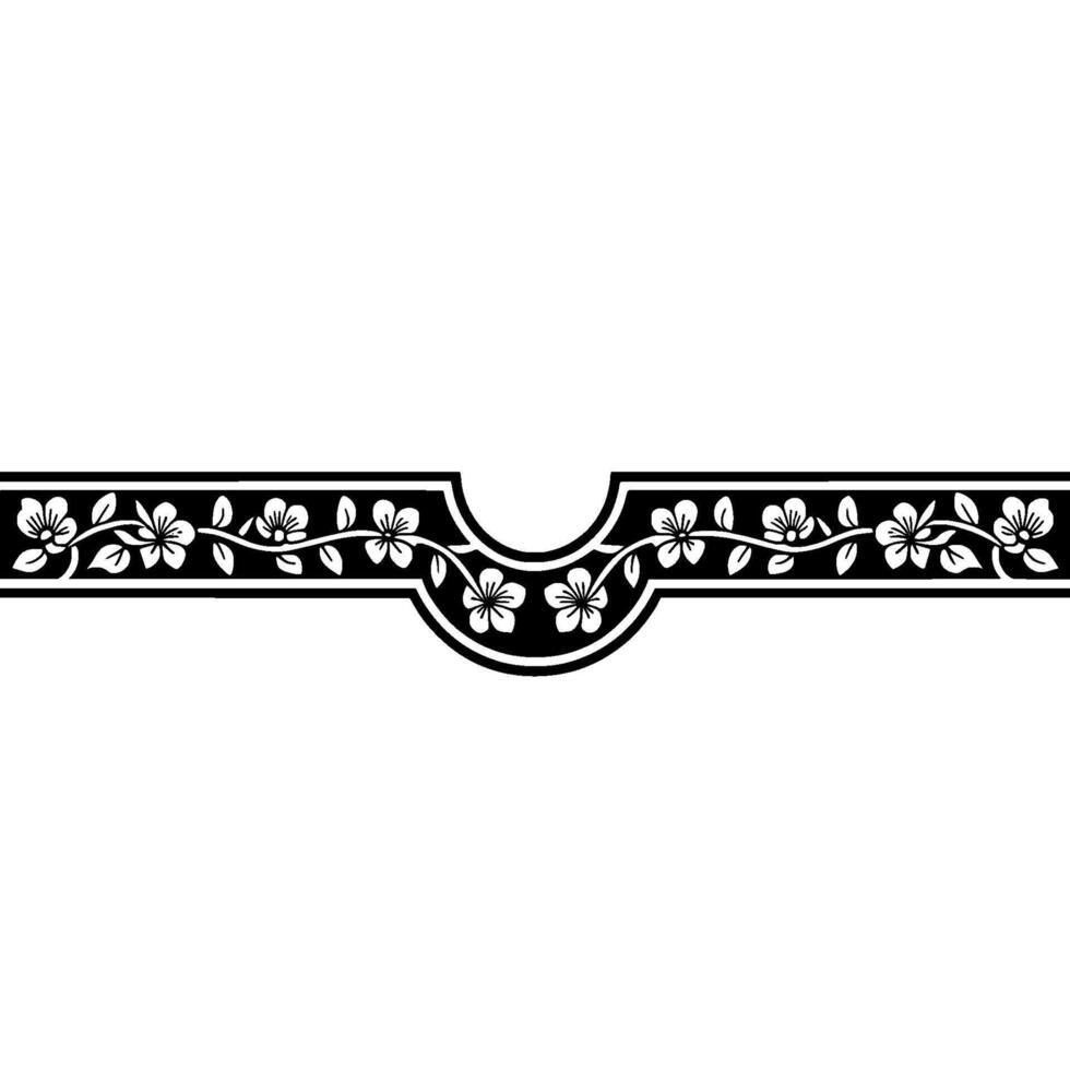 Elegant Floral Border, Japanese , Decorative Element vector