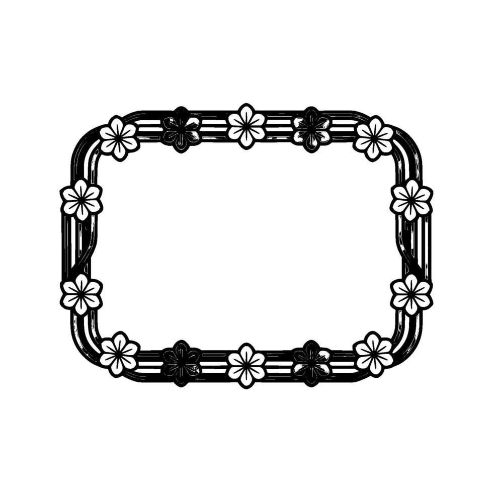 Elegant Floral Frame, Japanese Inspired, Pattern vector