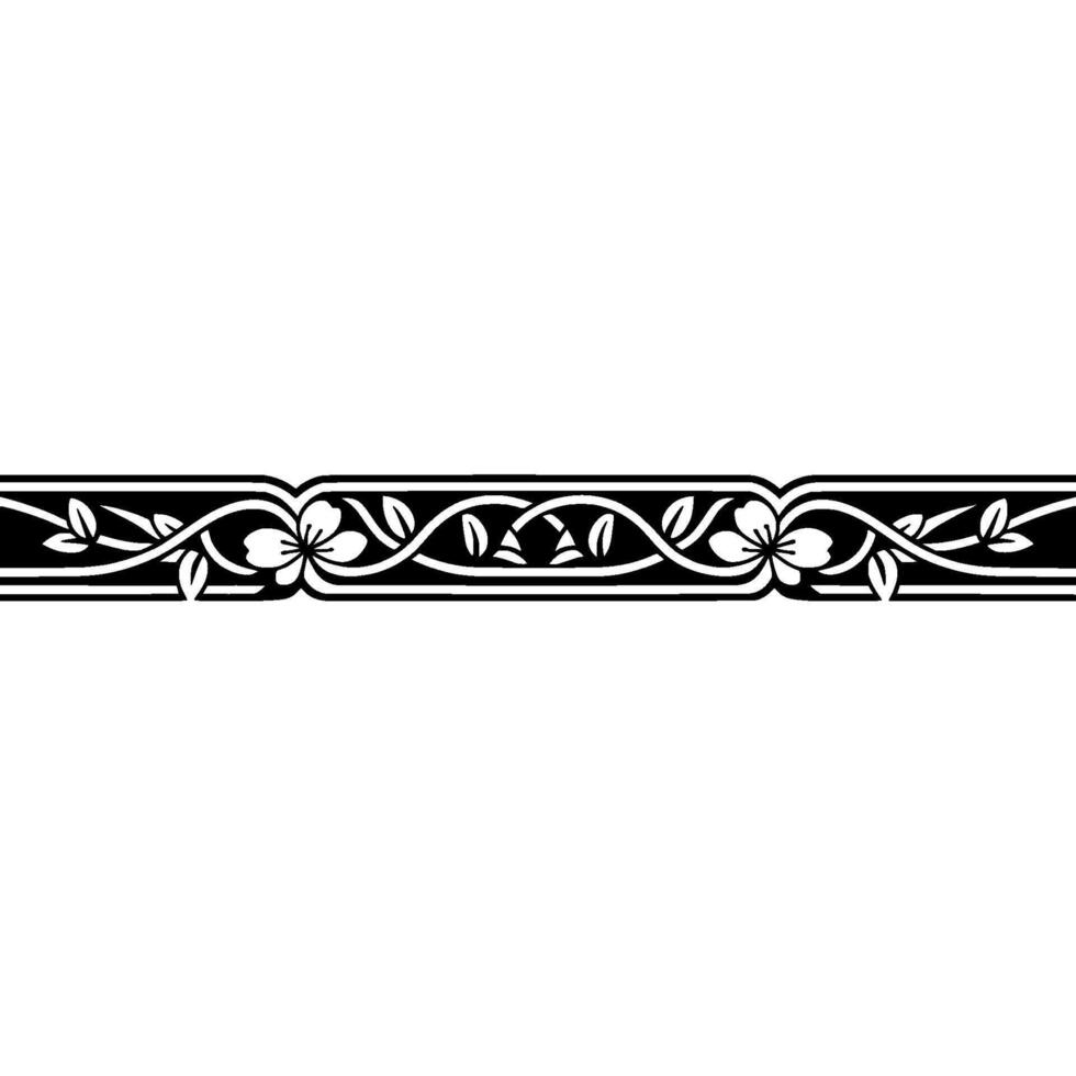 Elegant Floral Border, Art Nouveau, Line vector