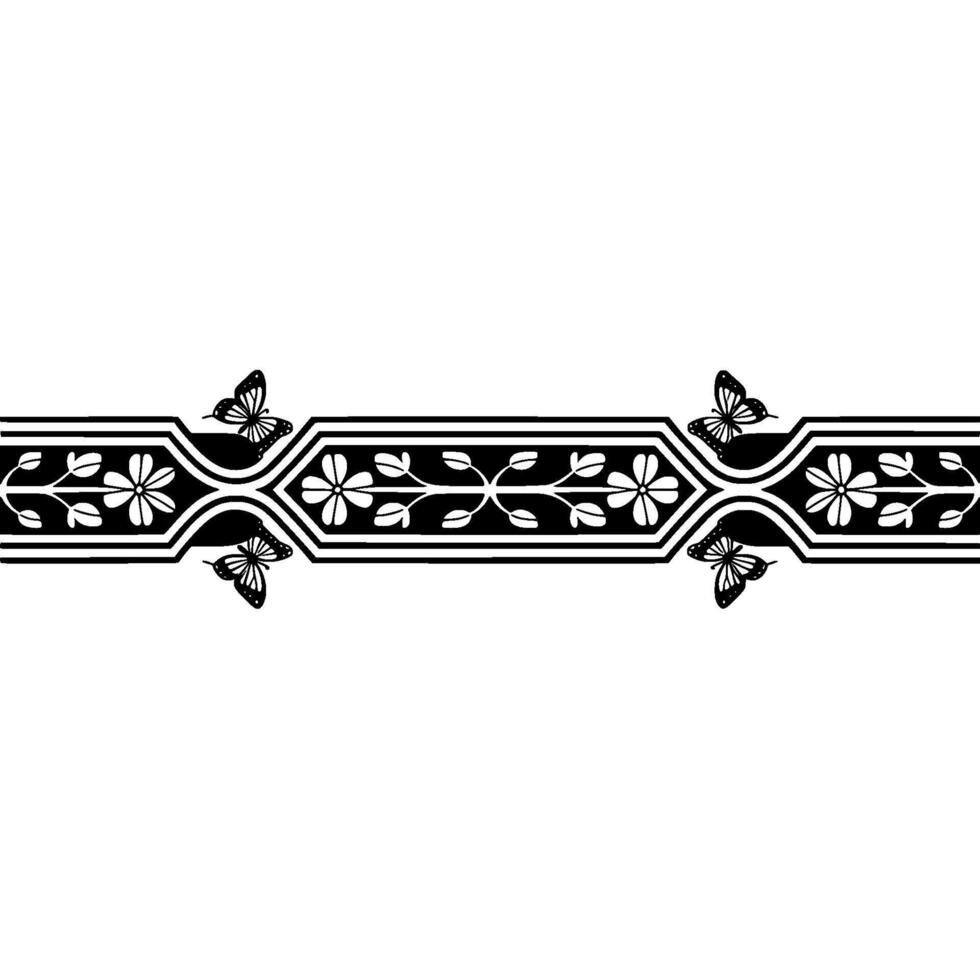Elegant Botanical Border, Victorian Style, Floral vector