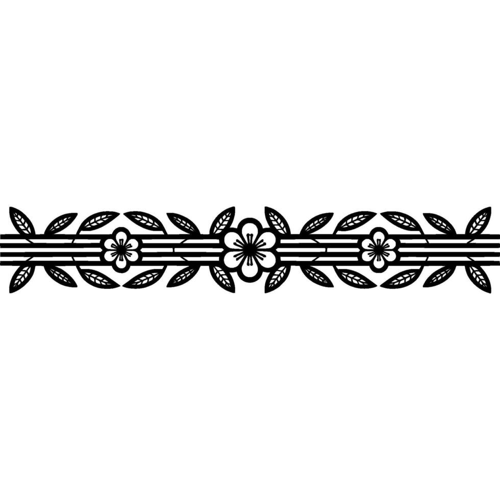 Elegant Floral Border, Japanese , Minimalist Line Art, Lineart vector