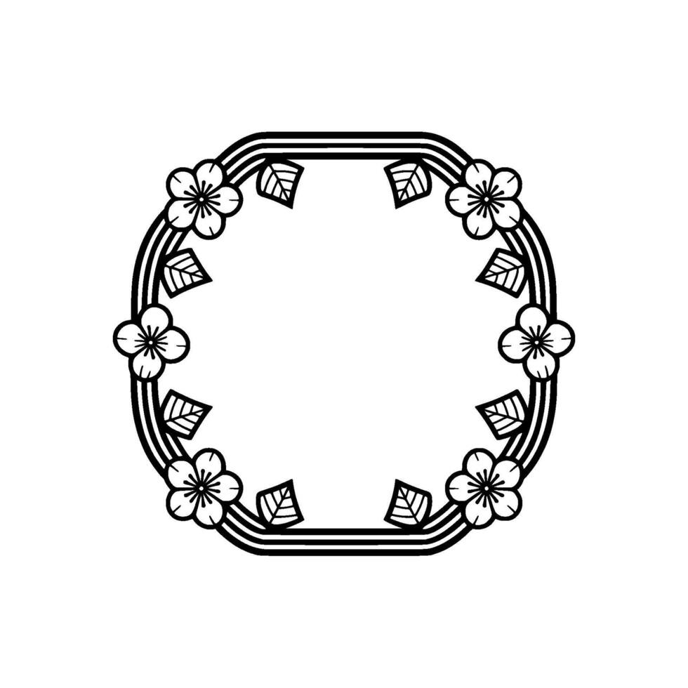 Geometric Blossom Frame Minimalist Japanese vector