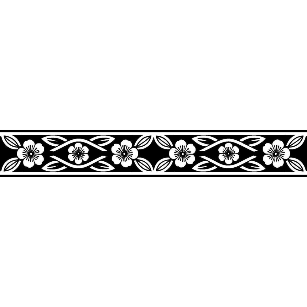 Elegant Floral Border, Japanese , Minimalist Pattern, Decorative vector