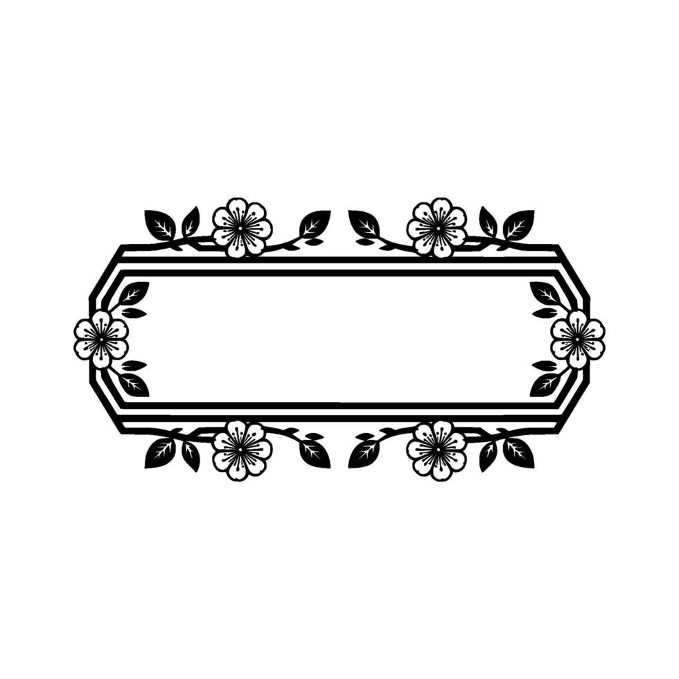 Elegant Floral Frame, Minimalist , Japanese Influence vector