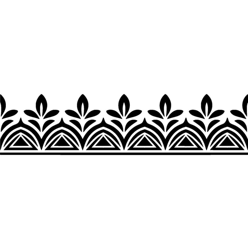 Art Deco Floral Border, Elegant Element, Line vector