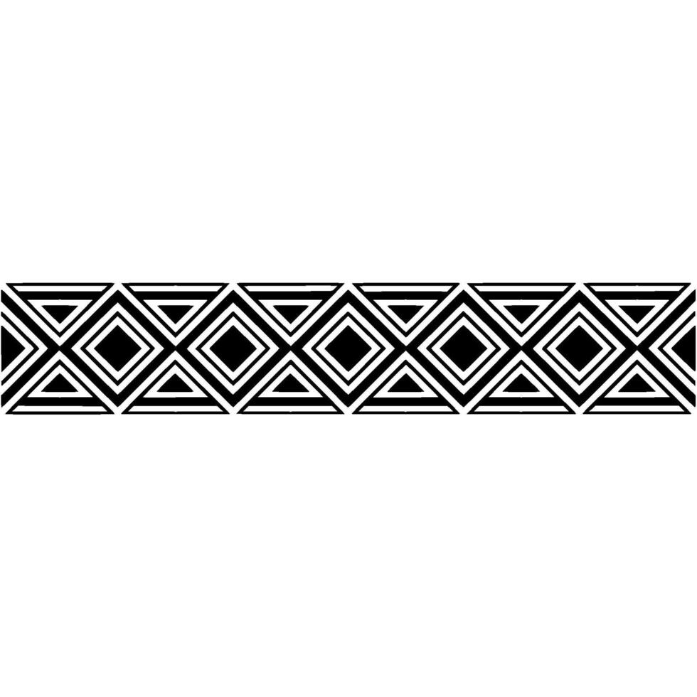 Geometric Deco Border, Black White Pattern - Monochrome vector
