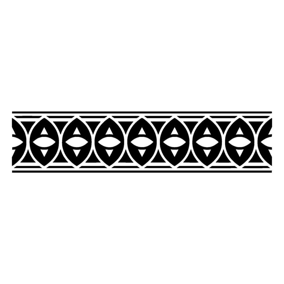 Geometric Tribal Border, Stylized Black White Pattern, Monochromatic vector