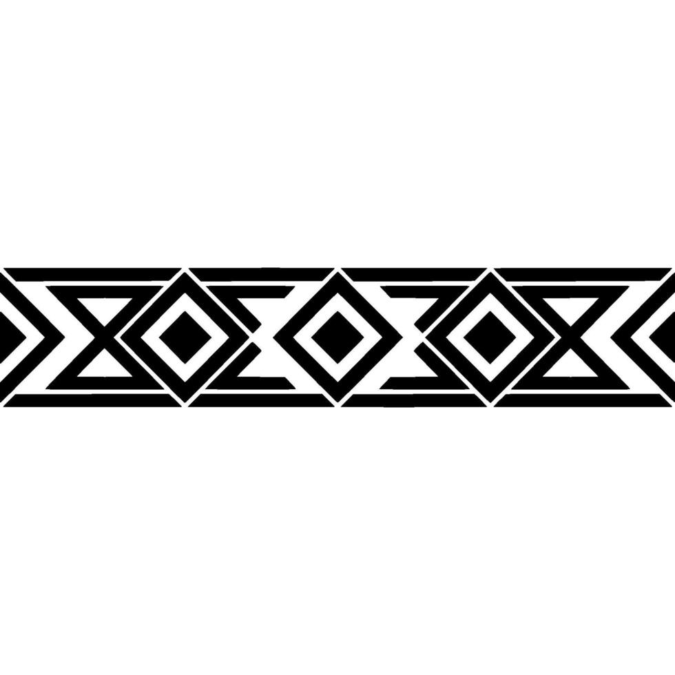 Geometric Tribal Border, Black White Deco Pattern, Diamond vector