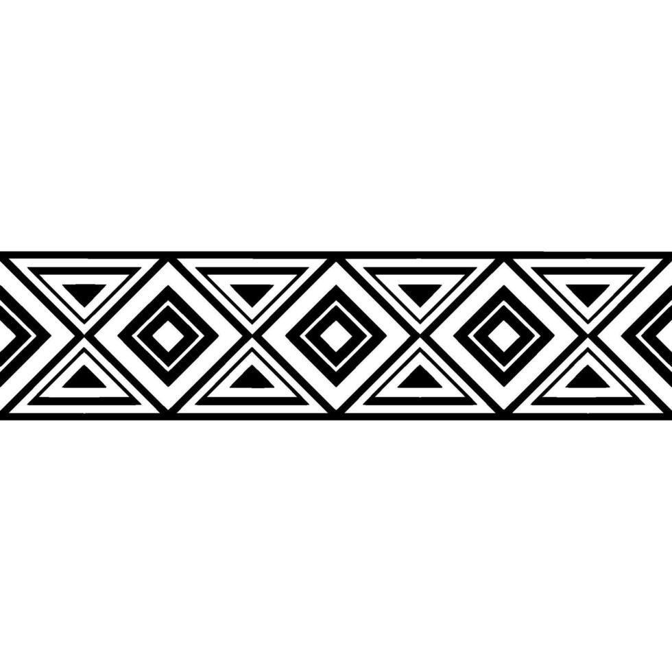 Geometric Tribal Border, Black White Pattern, Triangle vector