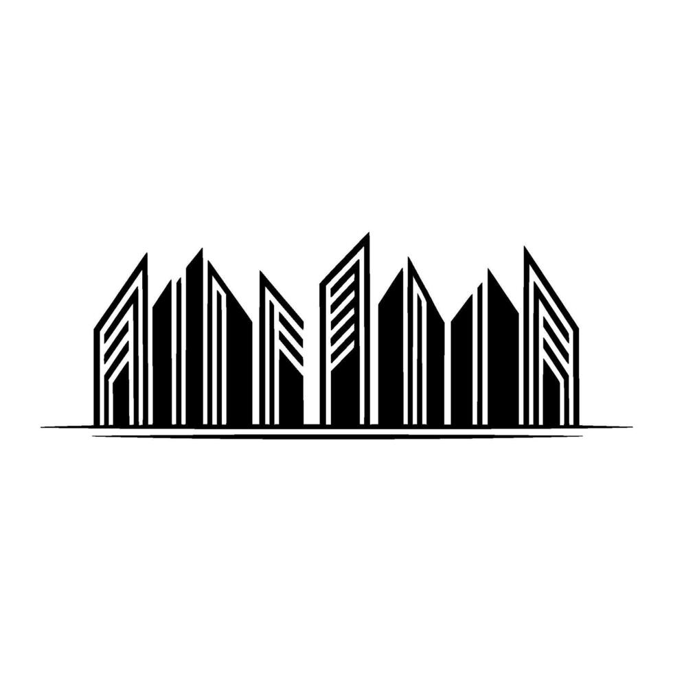 Geometric Cityscape Silhouette, Minimalist, Skyline vector