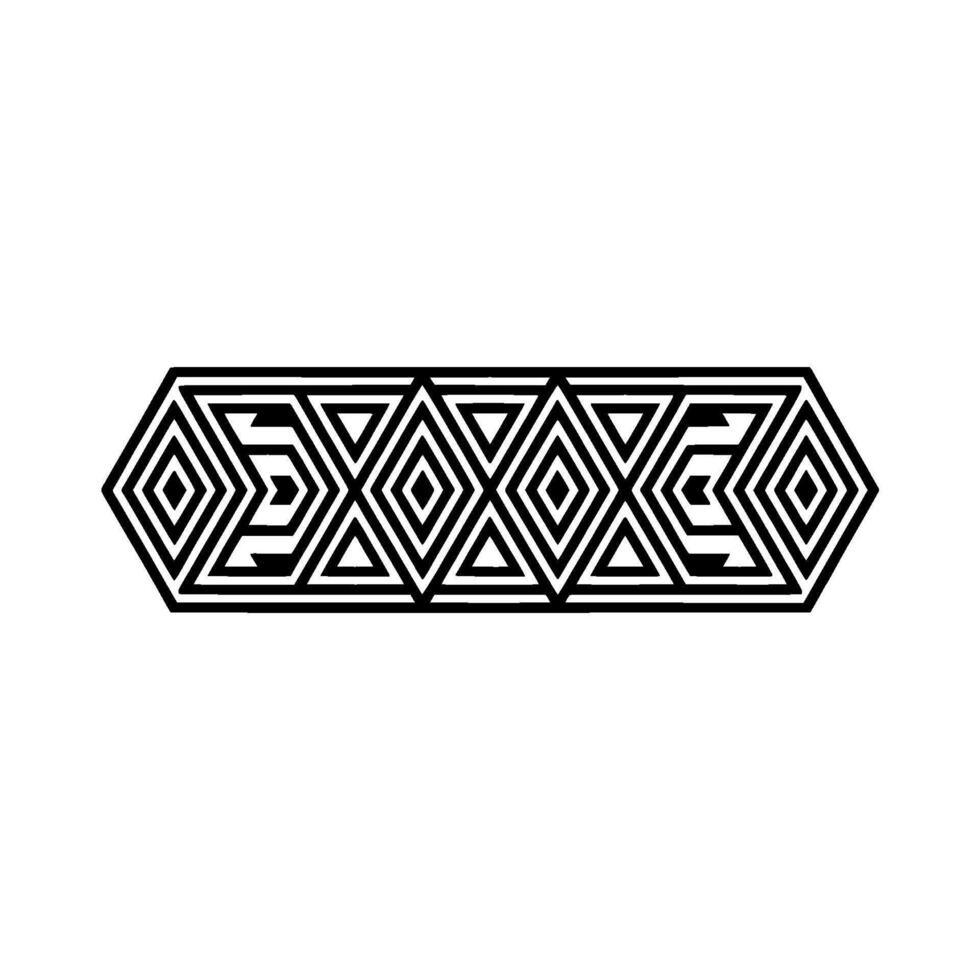 Geometric Deco Border, Minimalist Black White, Hexagon vector