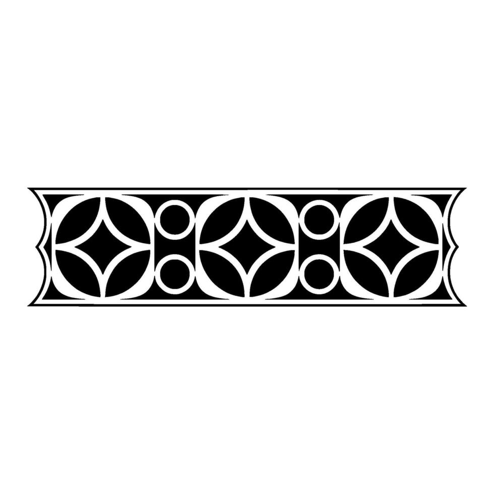 Geometric Deco Border, Stylized Black White Ornament, Pattern vector