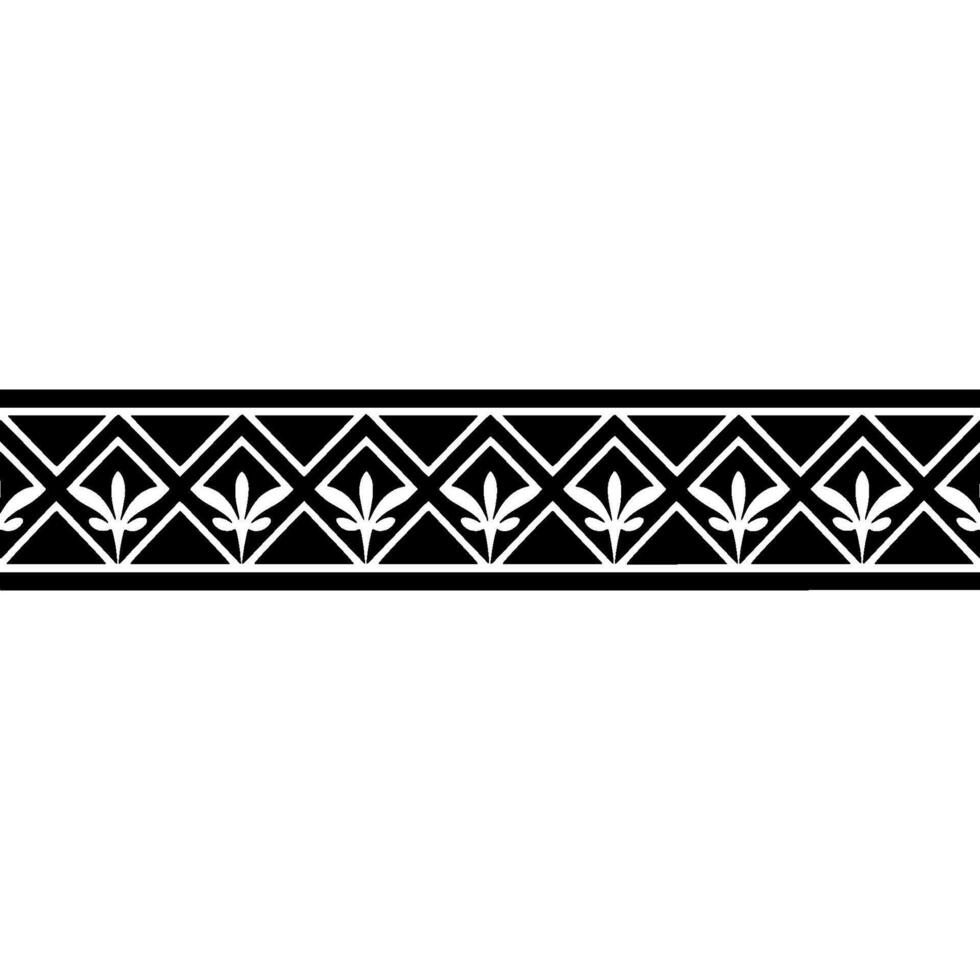 Geometric Botanical Border, Art Deco Style, Pattern vector