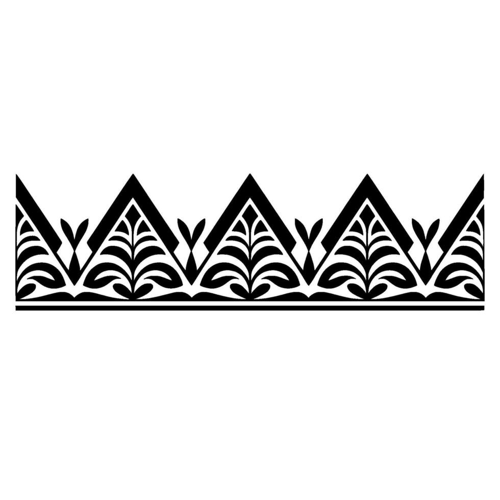 Geometric Tribal Border, Stylized Black White, Linear vector
