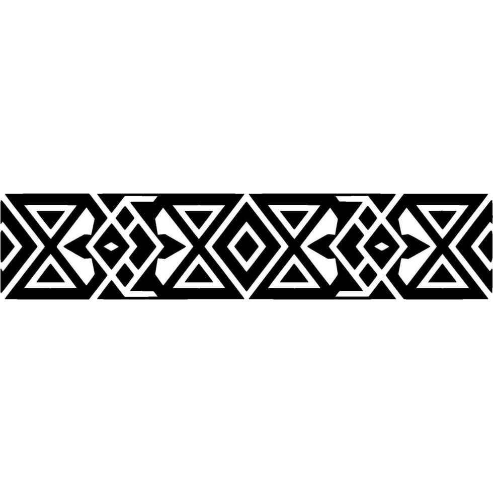 Geometric Tribal Border, Stylized Black White Pattern, Abstract vector