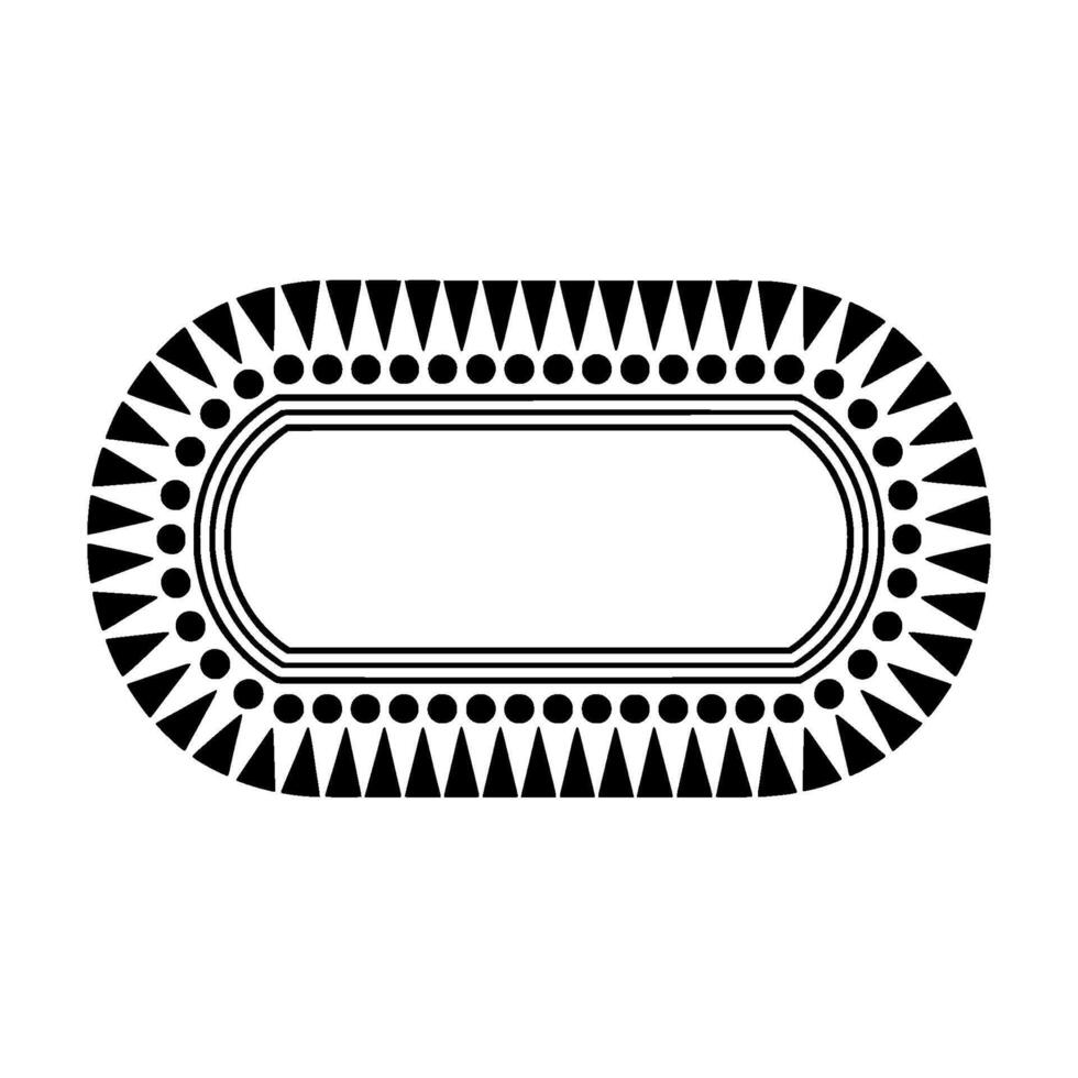 Geometric Oval Frame, Tribal Pattern, Minimalist vector