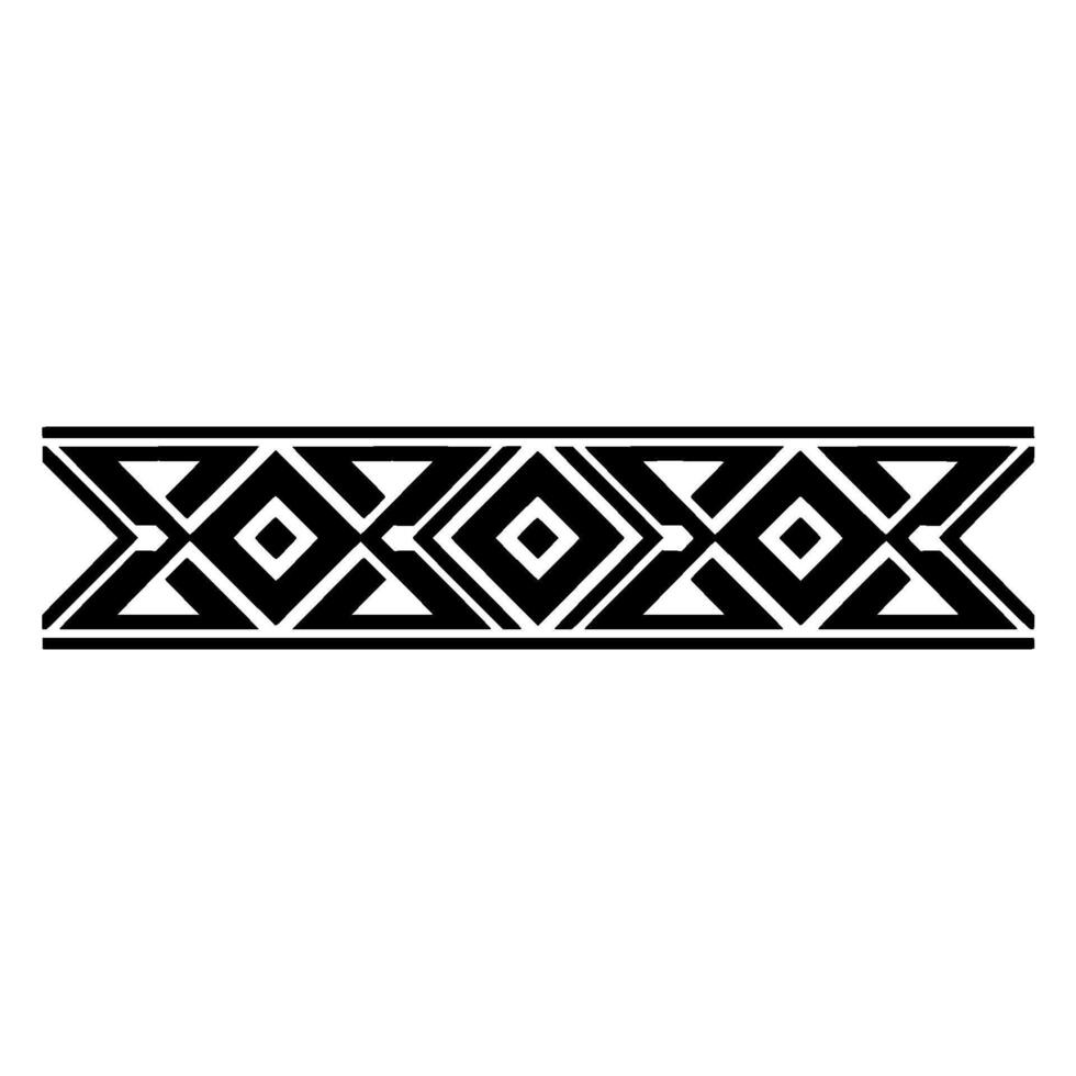 Geometric Tribal Border, Black White Pattern - Textile vector